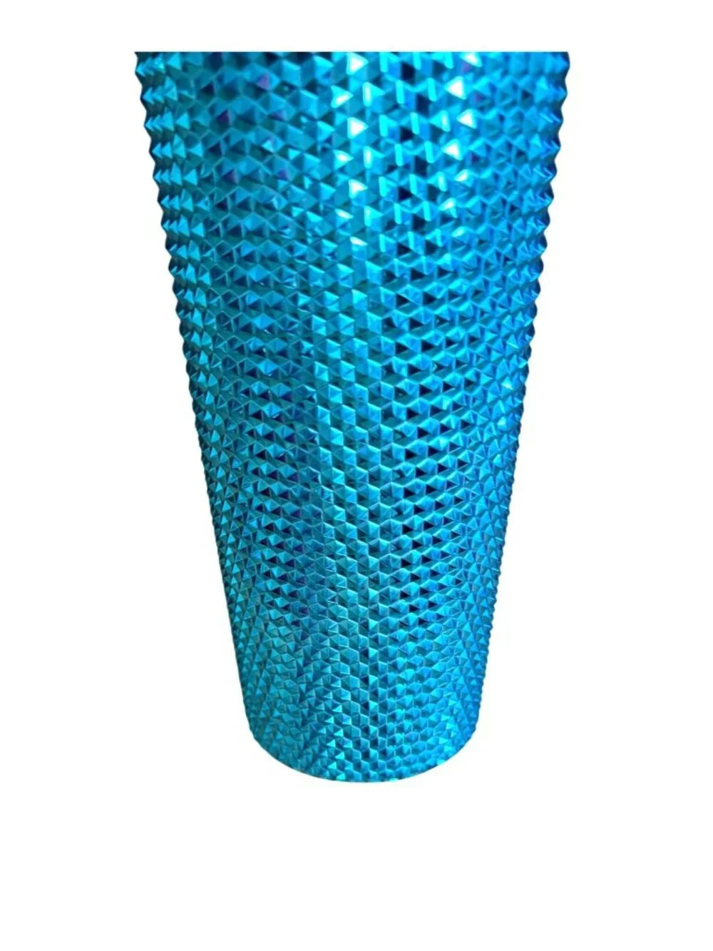 Starbucks Blue 24 oz Metallic Textured Tumbler Cup Mug Hot Cold With Straw